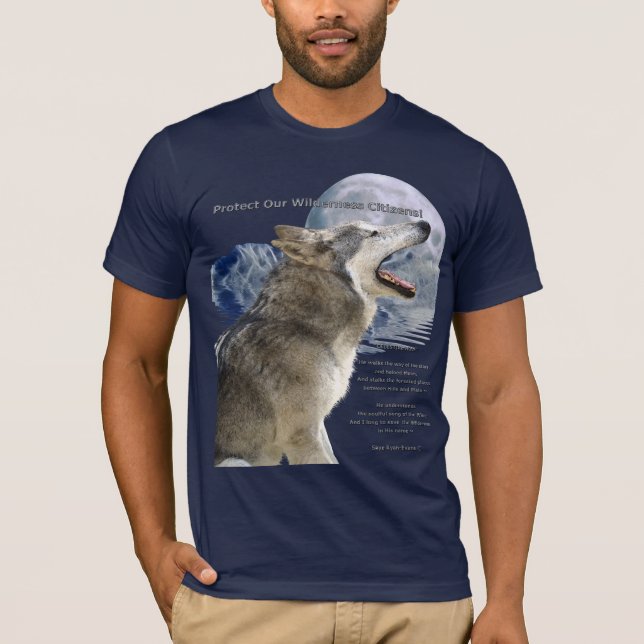 WOLF,  Moon, Mountains & Poem T-Shirt (Front)