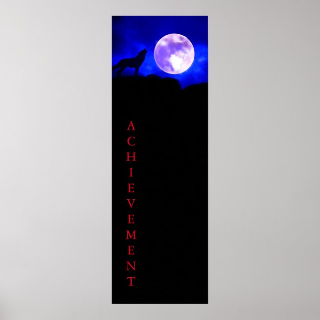 Wolf & Moon Panoramic Achievement Poster Print (Front)