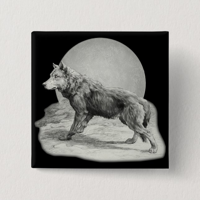 Wolf Moon Profile 15 Cm Square Badge (Front)