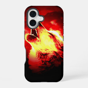 Wolf, Moon & Red Sky iPhone 16 Case