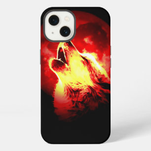 Wolf, Moon & Red Sky iPhone 13 Case