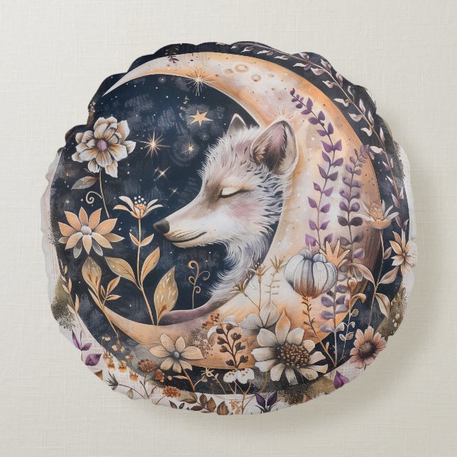 Wolf Moon Round Cushion (Front)