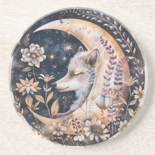Wolf Moon Sandstone Coaster