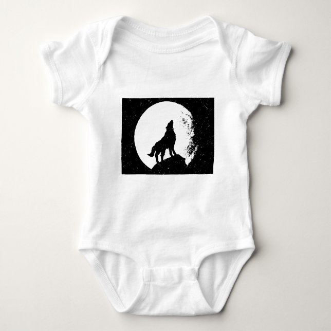 Wolf & Moon Silhoutte Baby Bodysuit (Front)