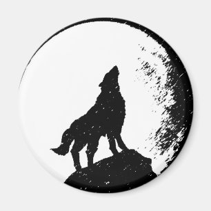 Wolf & Moon Silhoutte Magnet