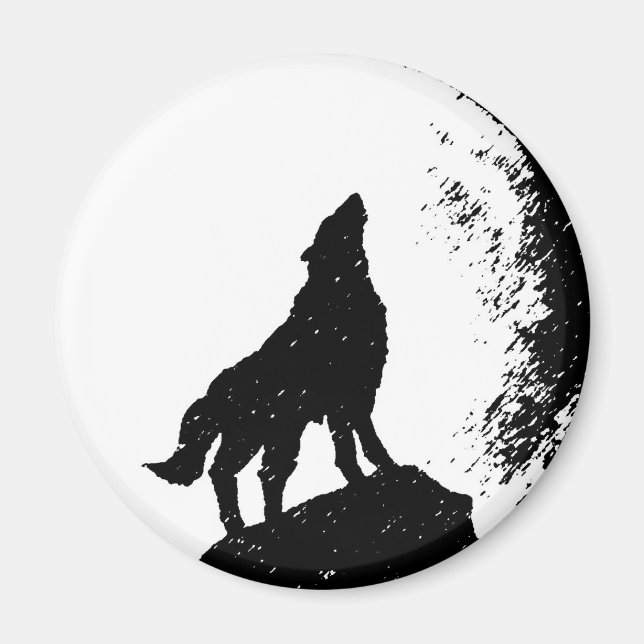 Wolf & Moon Silhoutte Magnet (Front)