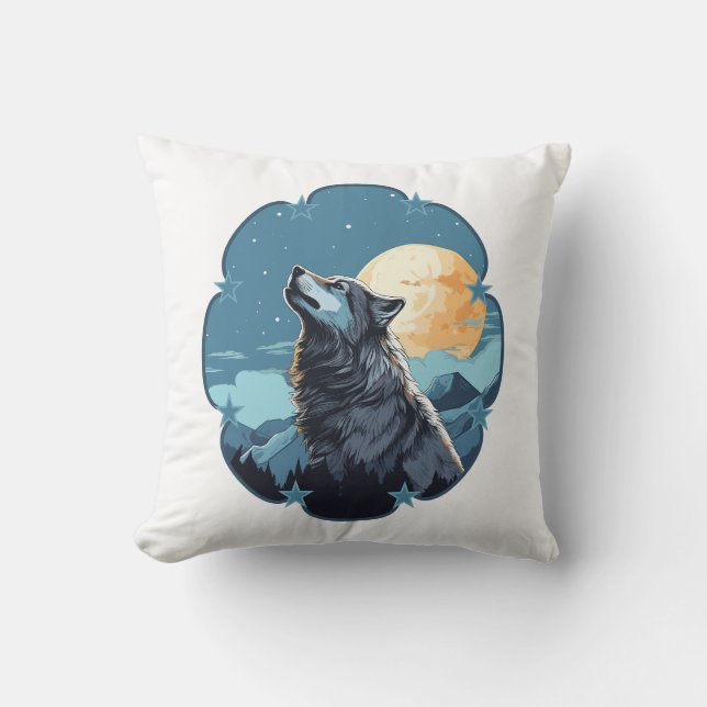 Wolf Moon Stars  Cushion (Front)