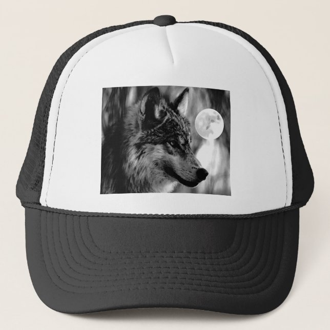 Wolf & Moon Trucker Hat (Front)