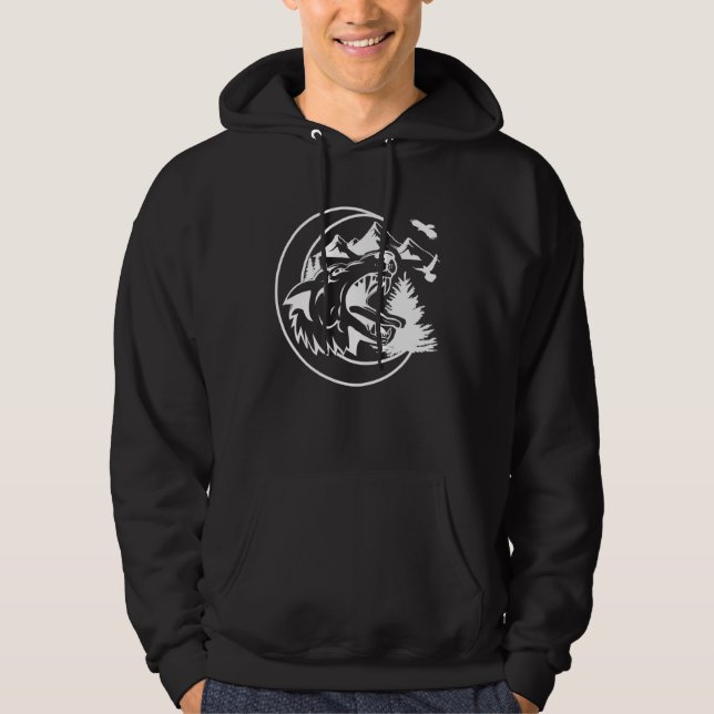 Wolf Moon Wild Mountain Wolf howling Animal Night  Hoodie (Front)