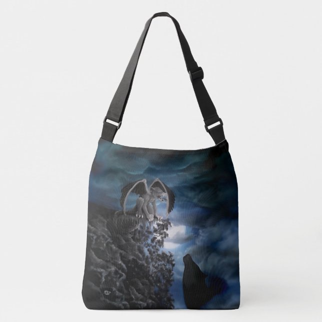Wolf Moon - Wolf with Golem Crossbody Bag (Front)