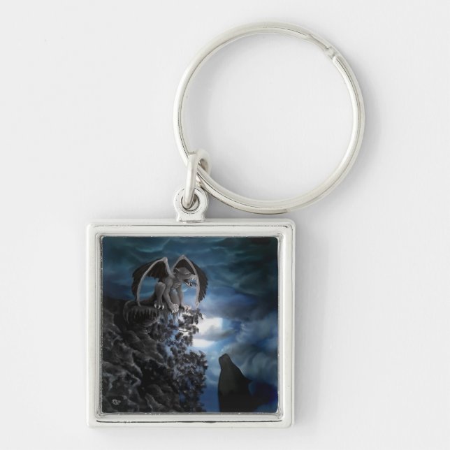 Wolf Moon - Wolf with Golem Key Ring (Front)