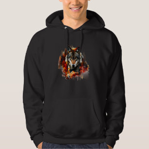 Wolf Motif Animal Lover Forest Art Wild Animal Nat Hoodie