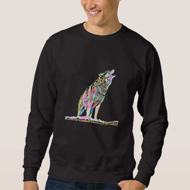 Wolf Motif Pack Moon Wild Lupus Colourful Wolves Sweatshirt (Front)