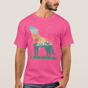 Wolf Mountains Birds Flying Sunset Or Moonlight Wo T-Shirt