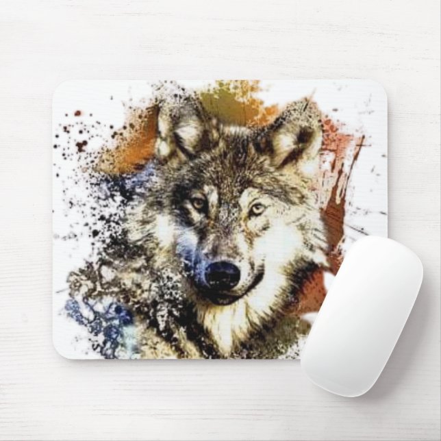 Wolf   mouse pad (With Mouse)