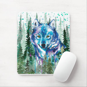 Wolf Mouse Pad   Colourful Watercolor Wolf 