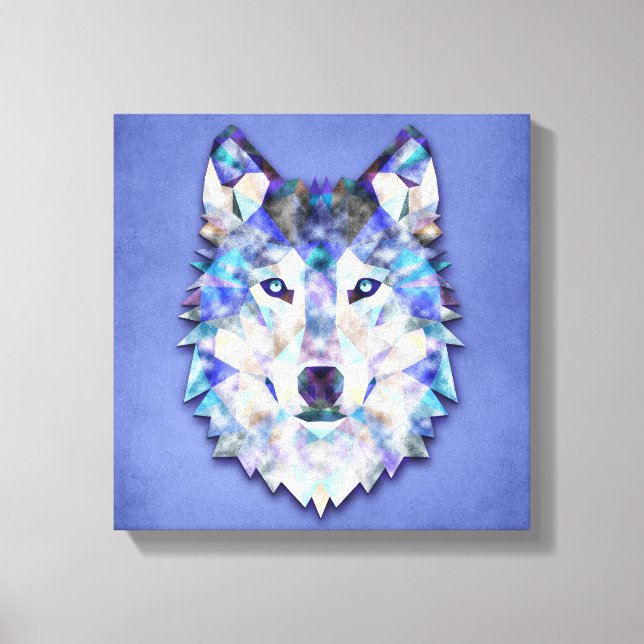 Wolf Multi Colour Mixed Media Design 1 Canvas Print (Front)