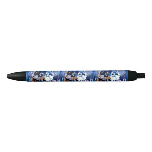 Wolf Native Animal Spirit  Black Ink Pen (Front)