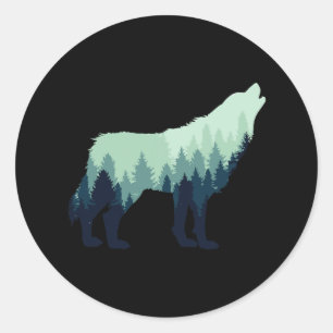 Wolf Nature Outdoor Forest Camping Hiking Gift  Classic Round Sticker
