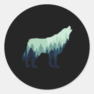 Wolf Nature Outdoor Forest Camping Hiking Gift Classic Round Sticker