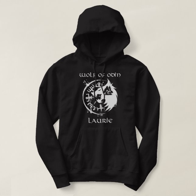 Wolf Of Odin Laurie - Personalised Long Sleeve  Hoodie (Design Front)