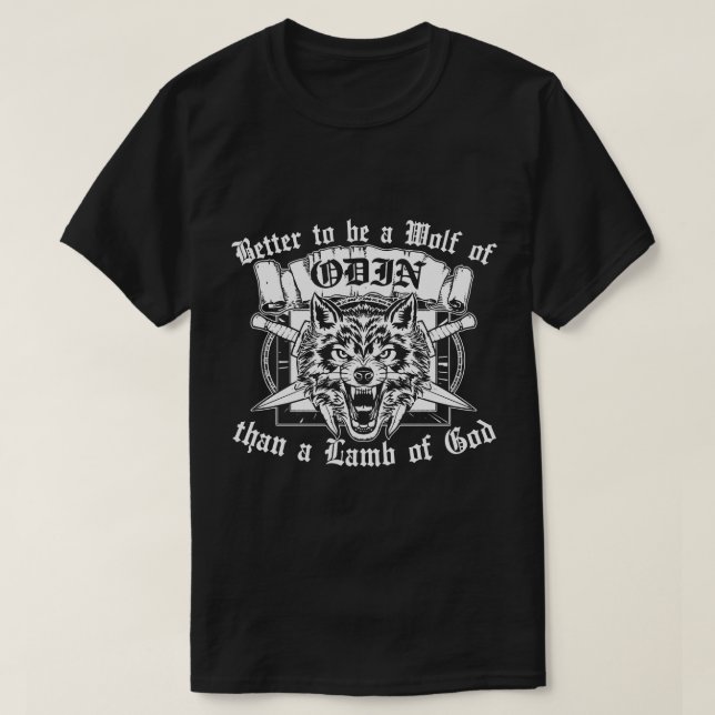 Wolf Of Odin Viking Design T-Shirt (Design Front)