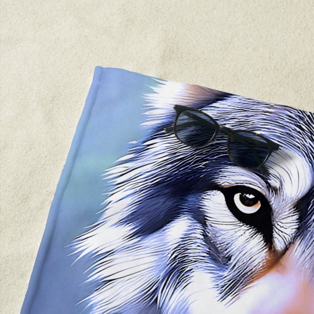 Wolf Oil Paint The Essence Of Beauty,  Beach Towel (In Situ)