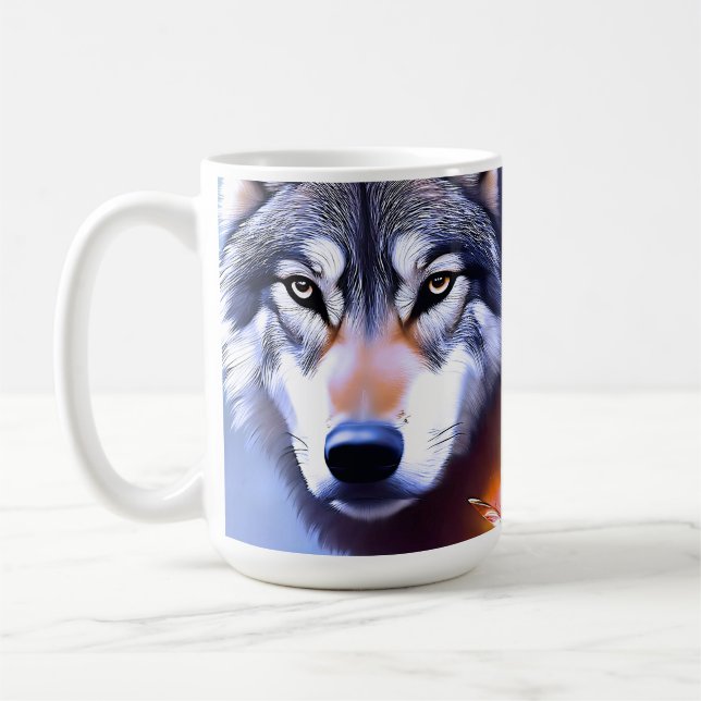 Wolf Oil Paint The Essence Of Beauty,  Coffee Mug (Left)