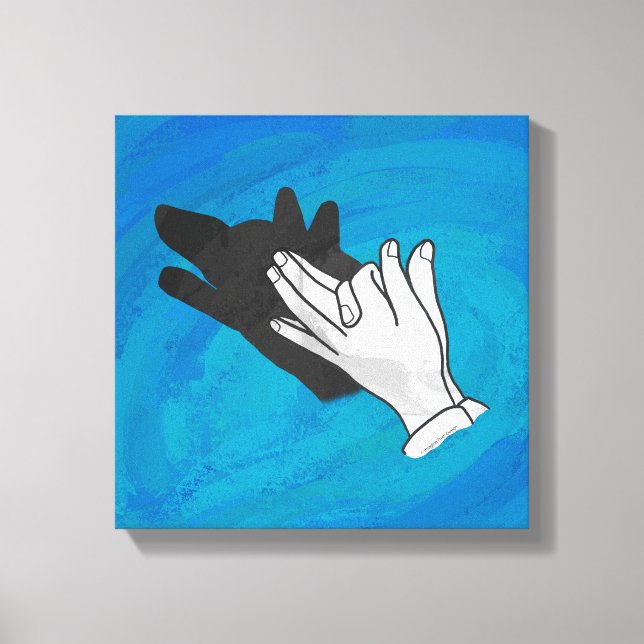 Wolf On Blue Canvas Print (Front)