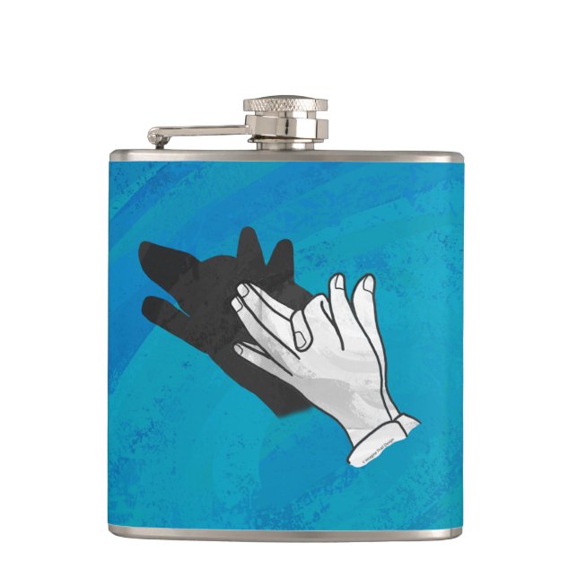 Wolf On Blue Hip Flask (Front)