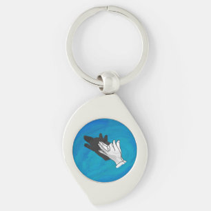 Wolf On Blue Key Ring