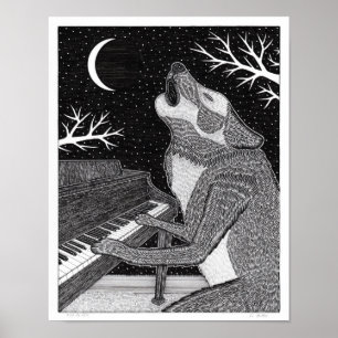 Wolf on Keys Poster