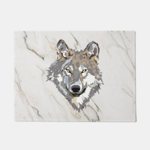Wolf on Marble  Doormat