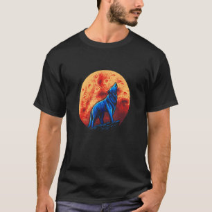 Wolf On Rock Projection Howls The Moon On  Motif P T-Shirt