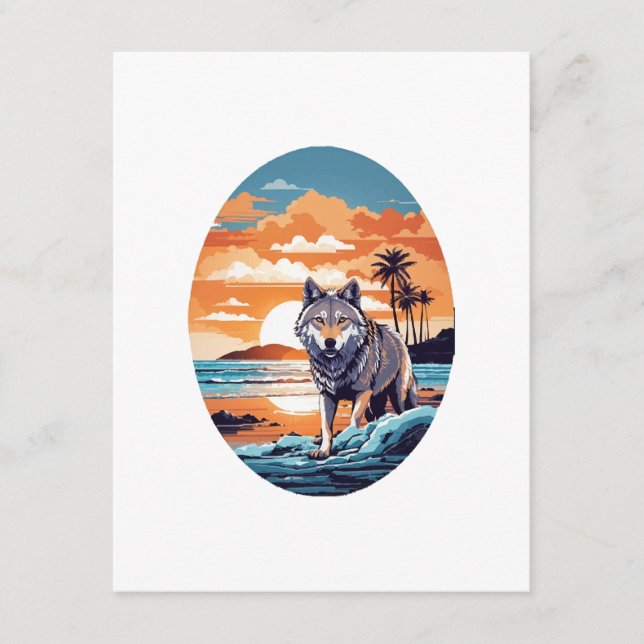 Wolf on the Beach Enclosure Card (Front)