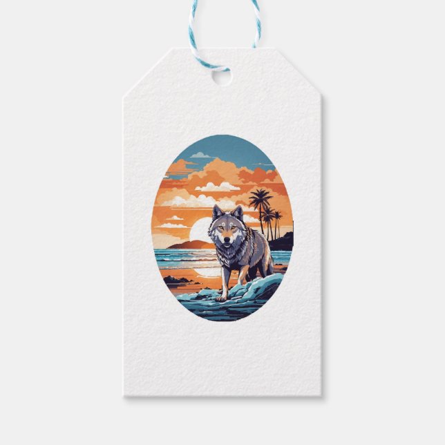 Wolf on the Beach Gift Tags (Front)
