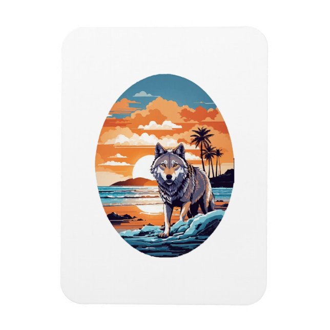 Wolf on the Beach Magnet (Vertical)