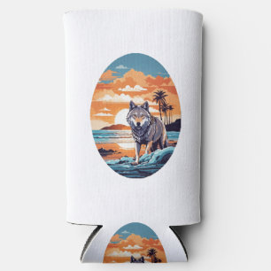 Wolf on the Beach Seltzer Can Cooler