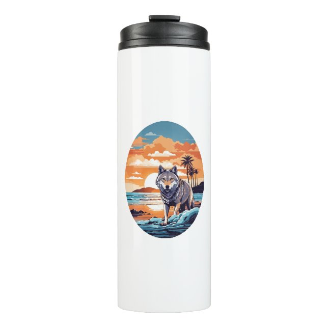 Wolf on the Beach Thermal Tumbler (Front)