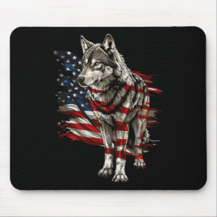 Wolf Outfit Patriotic Wolves 4th Of July Usa Ameri Mouse Pad