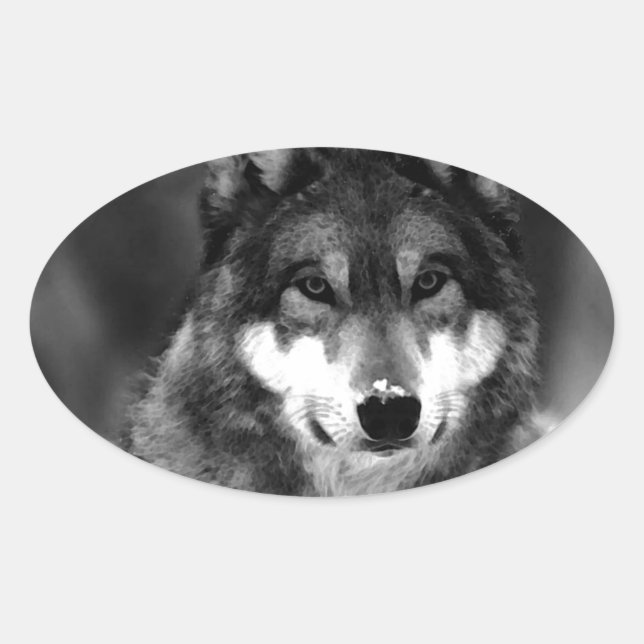 Wolf Oval Sticker (Front)