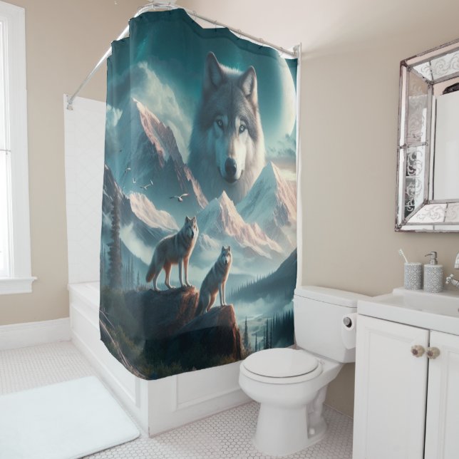 Wolf Pack at Dawn Shower Curtain (In Situ)
