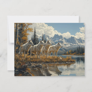 Wolf Pack by the Lake Postcard
