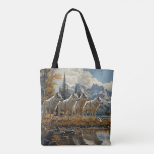 Wolf Pack by the Lake Tote Bag
