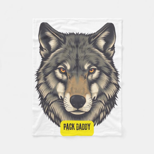 Wolf. Pack Daddy Fleece Blanket (Front)