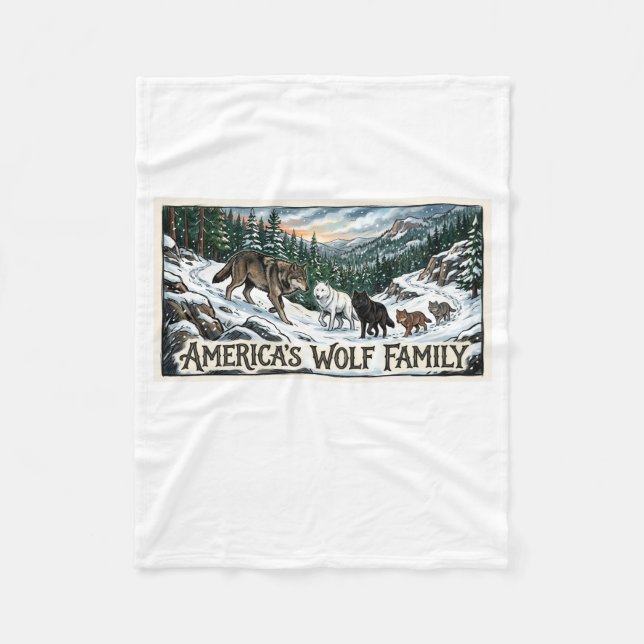 Wolf pack  fleece blanket (Front)