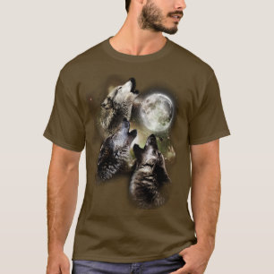  Wolf Pack Howling Full Moon Celestial Sky Men's T-Shirt