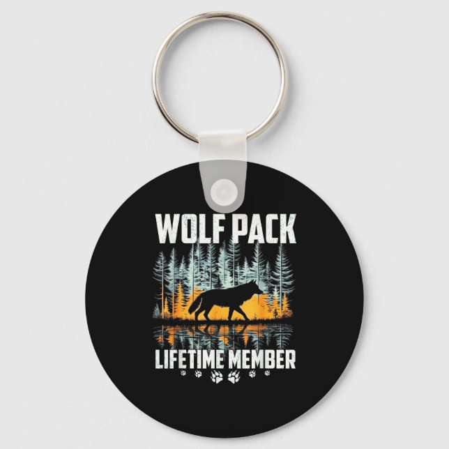 Wolf pack howling wolf lifetime member wildlife key ring (Front)