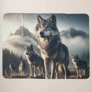 Wolf Pack in Mountains Sherpa Blanket