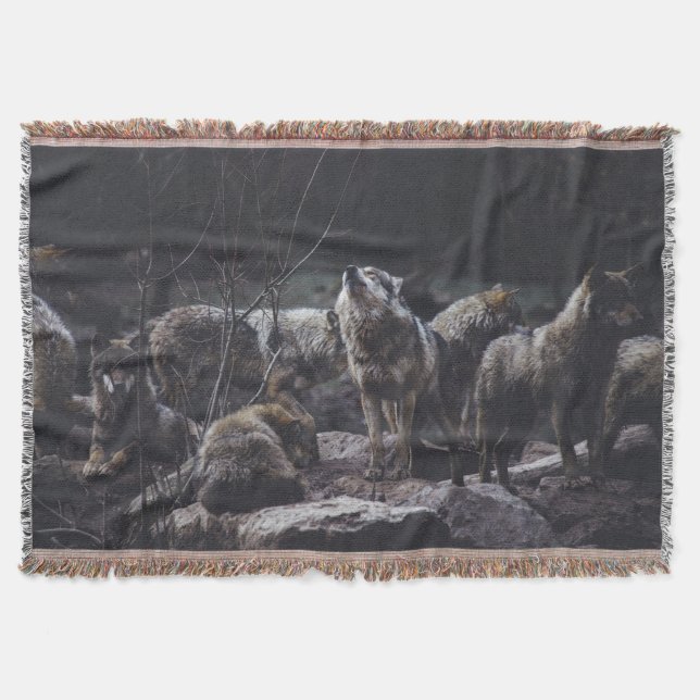 Wolf Pack Throw Blanket (Front)